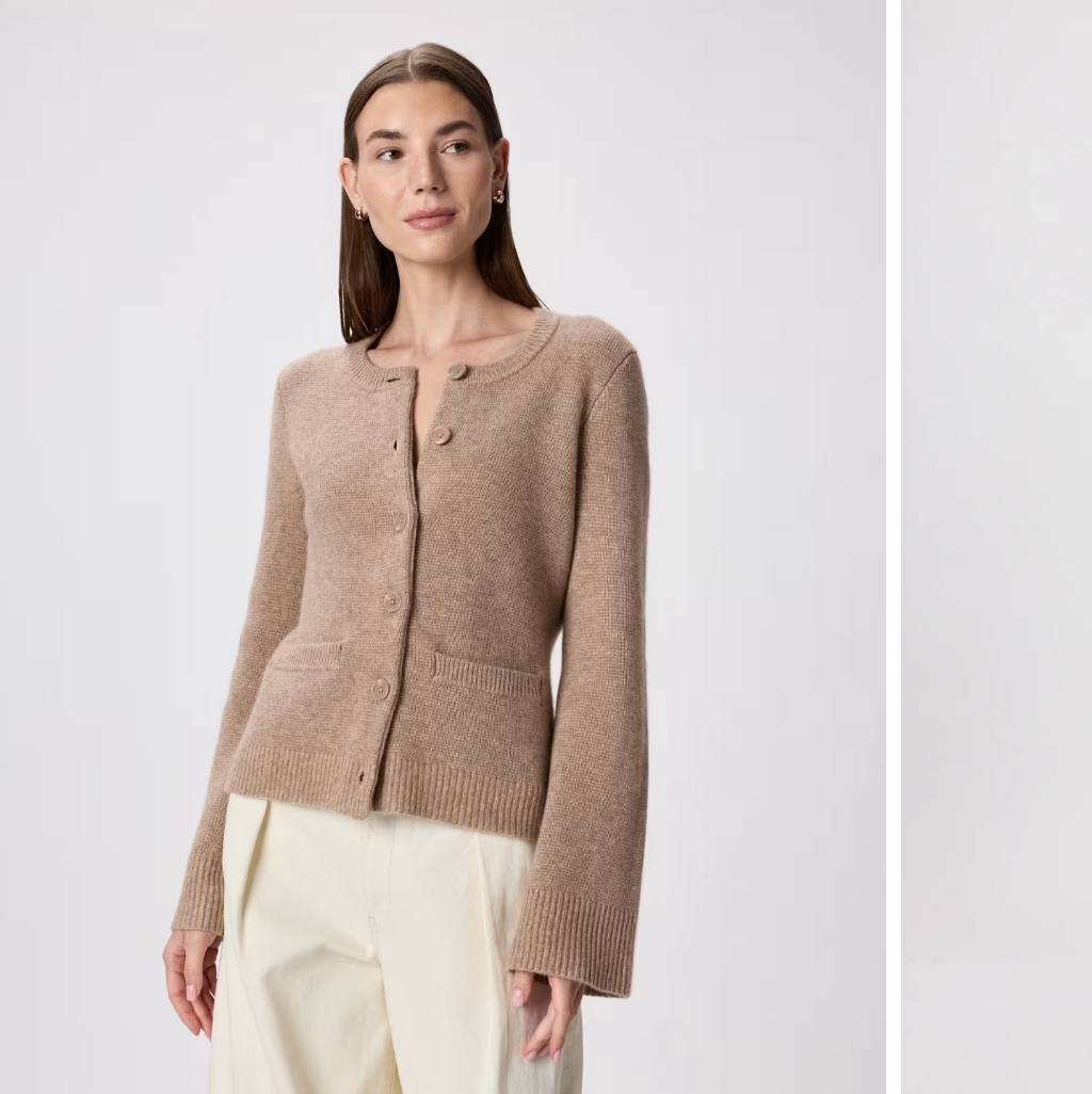 Quince Mongolian Cashmere Structured Cardigan - S - Oatmeal